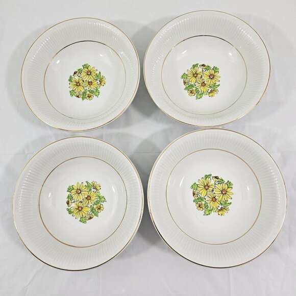 Staffordshire England Summertime Coupe Cereal Salad Soup Bowls – Set of 4 - Picture 12 of 16